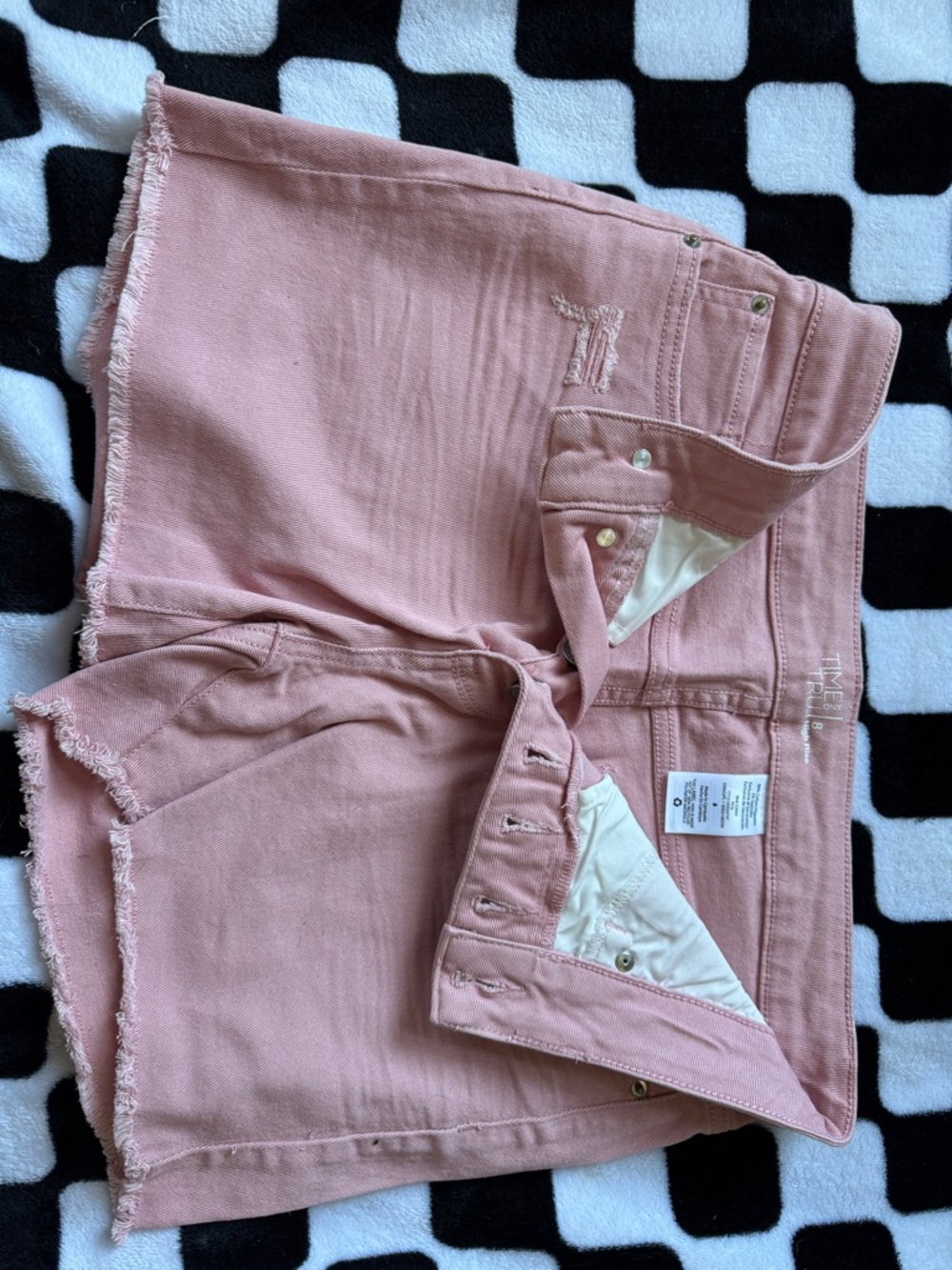 Time and Tru Pink High-Rise Denim Shorts